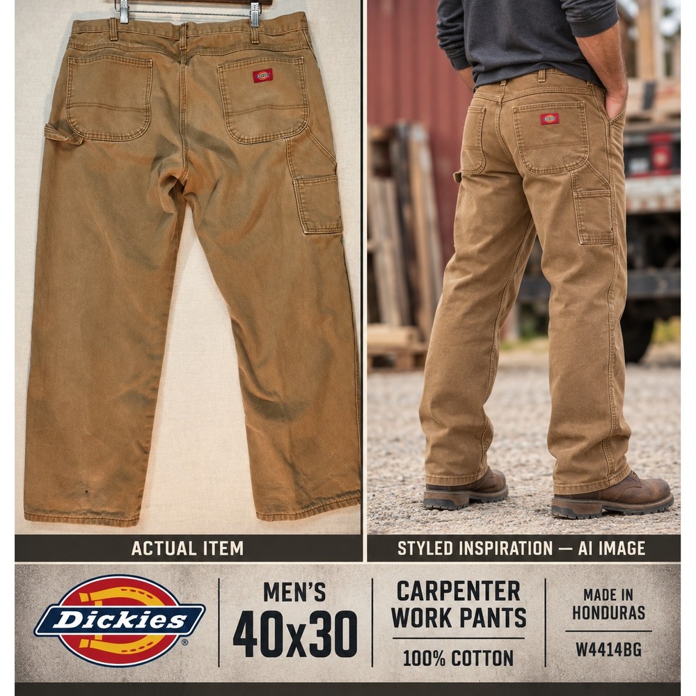 Dickies Carpenter Pants Mens 40x30 Tan Duck Canvas Workwear Gorpcore Streetwear